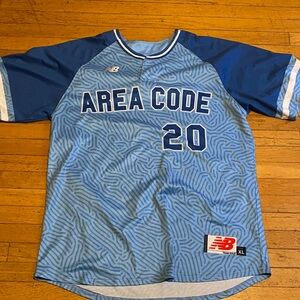 New Balance Light Blue Area Code baseball Jersey size XL